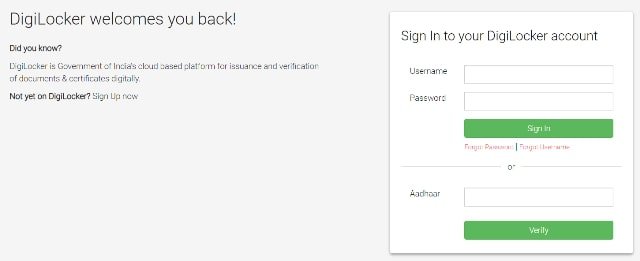 Login to Digilocker 