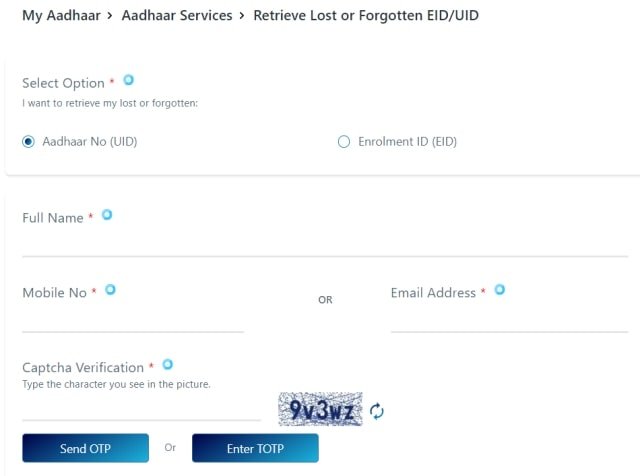 Retrieving Lost Aadhaar 