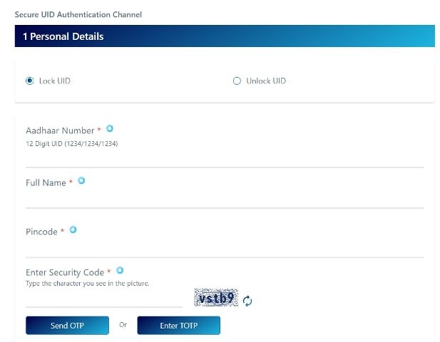 Locking/Unlocking Your Aadhaar Card 