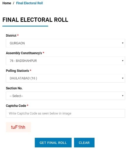 Haryana Voter List