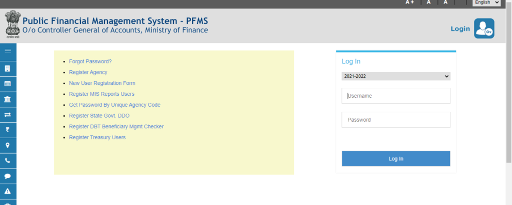 PFMS Login 