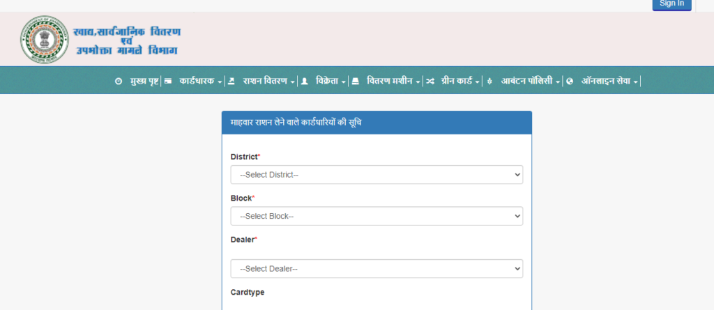 Eligibility List of Monthly Ration Holder