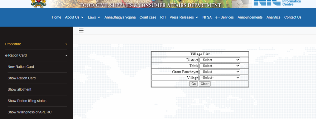 Karnataka Ration Card Village List