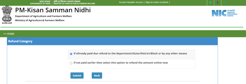 PM Kisan Refund Online 