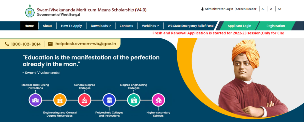 Swami Vivekananda Scholarship Registration